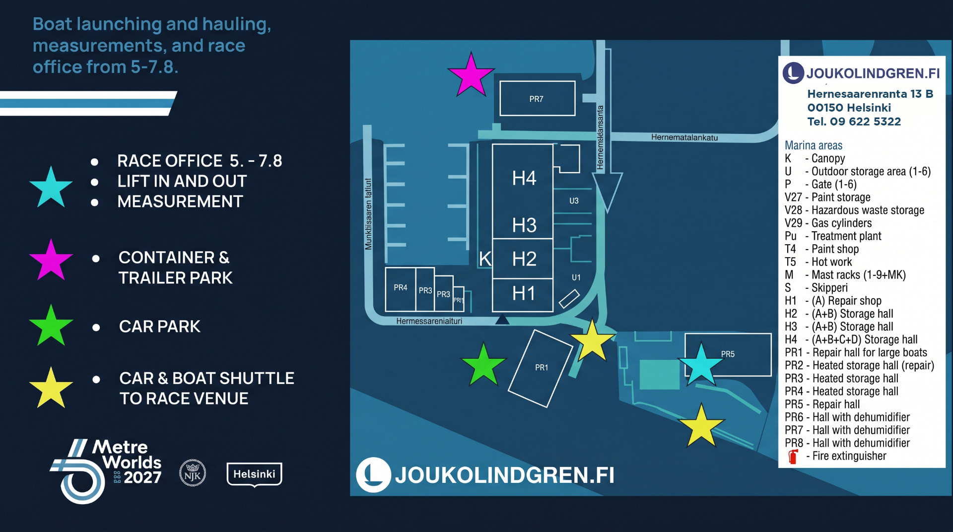 Map of launching and lifting at Lindgrenin Telakka, West Harbour