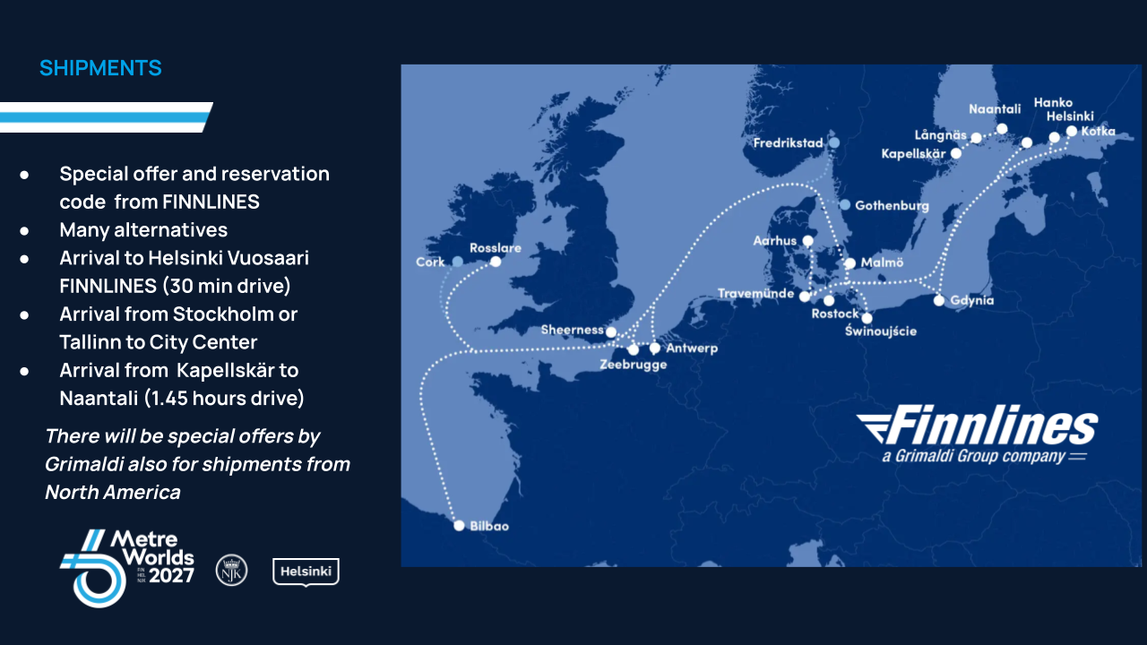 Finnlines route map to Helsinki